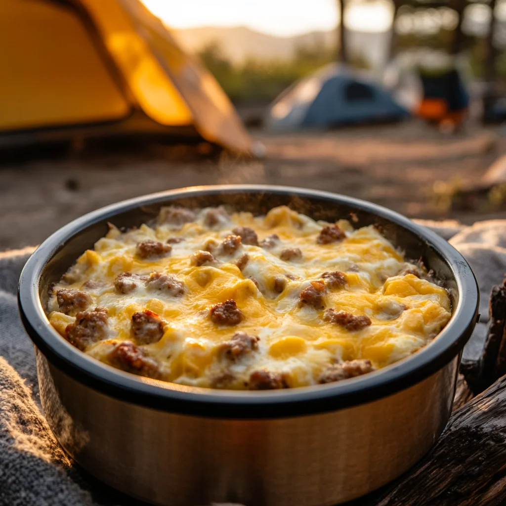 Slow Cooker Breakfast Casserole at Campsite