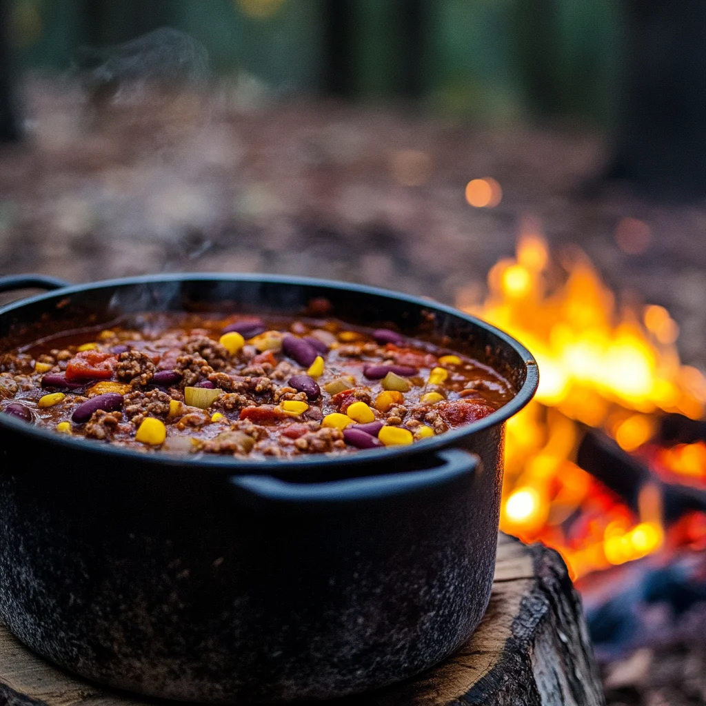 easy crockpot dinner recipes for camping with slow cooker chili at campsite
