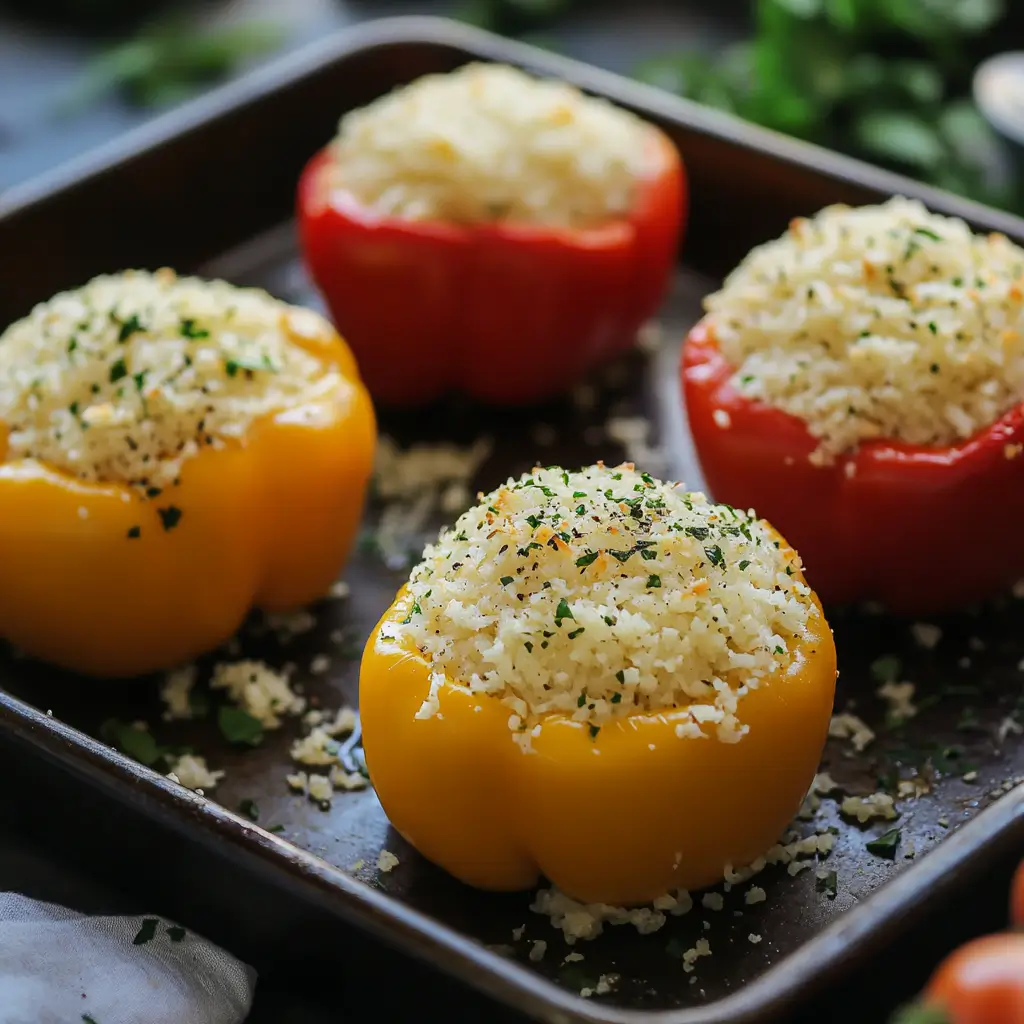Keto stuffed bell peppers with cauliflower rice