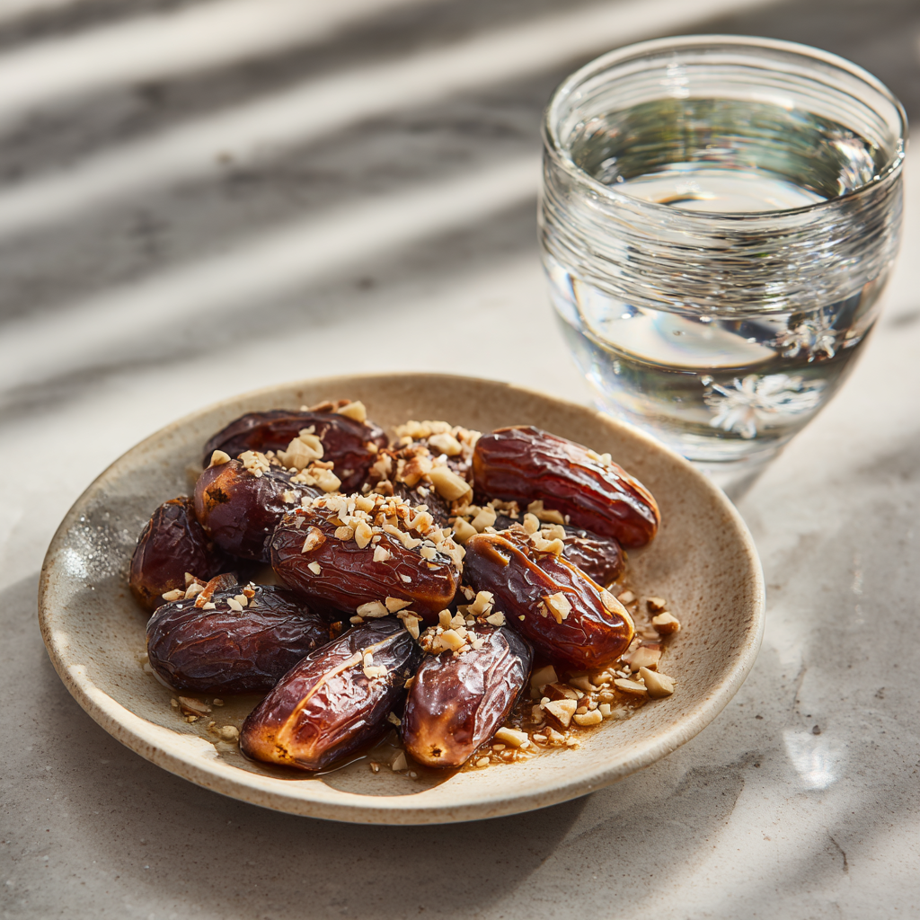 served Medjool date snack with toppings
