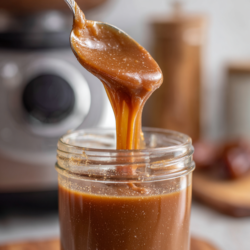 blender with medjool date caramel sauce