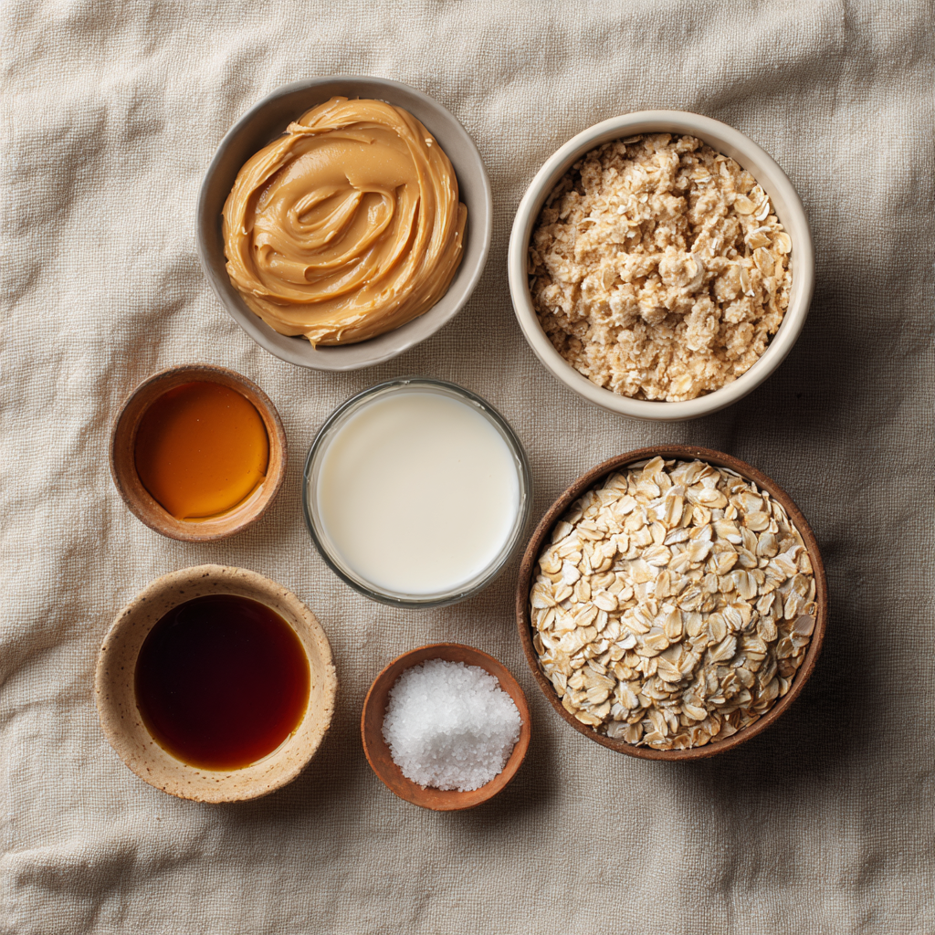 ingredients for no bake peanut butter oatmeal cookies