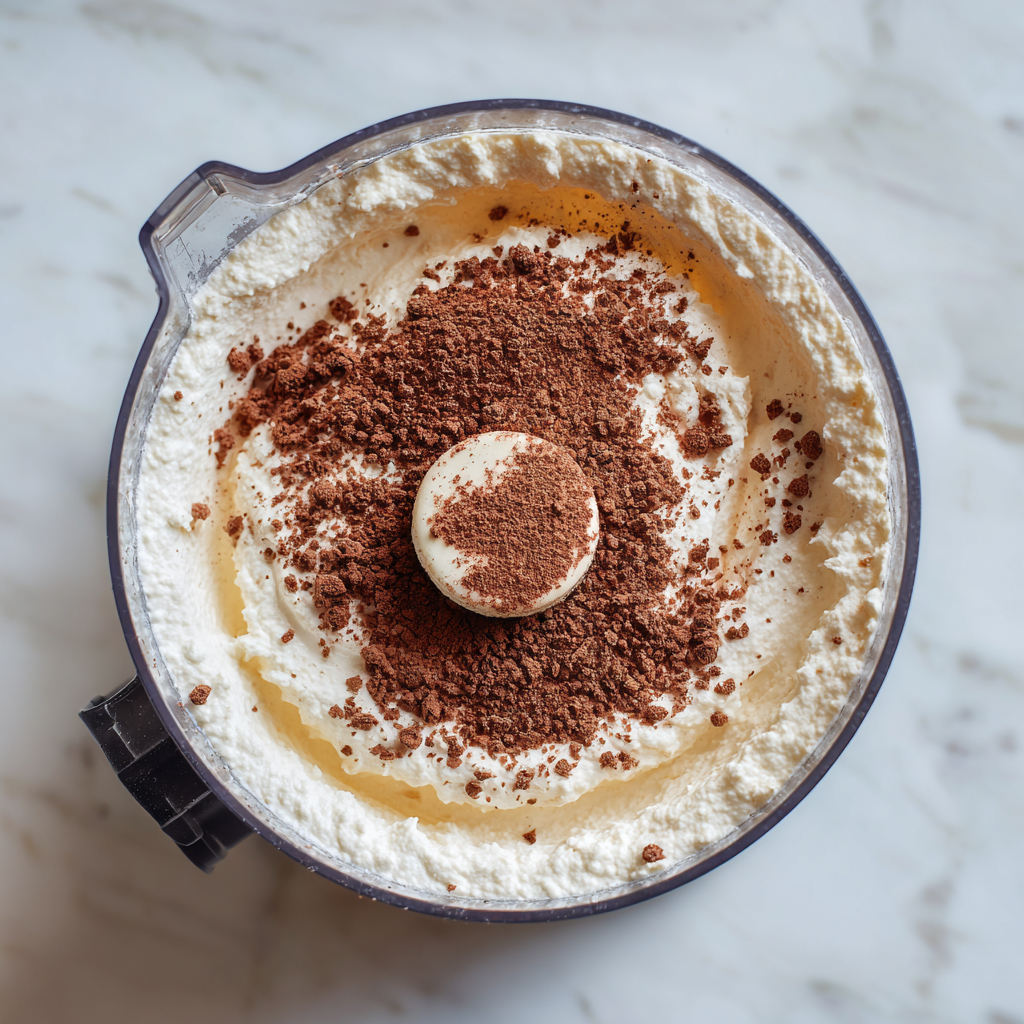 Blending cottage cheese with cocoa and protein powder