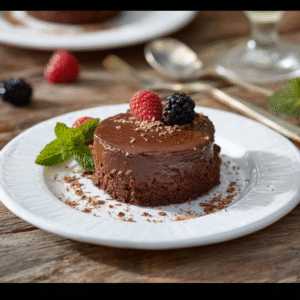 2-ingredient no-bake chocolate cake sliced on a board