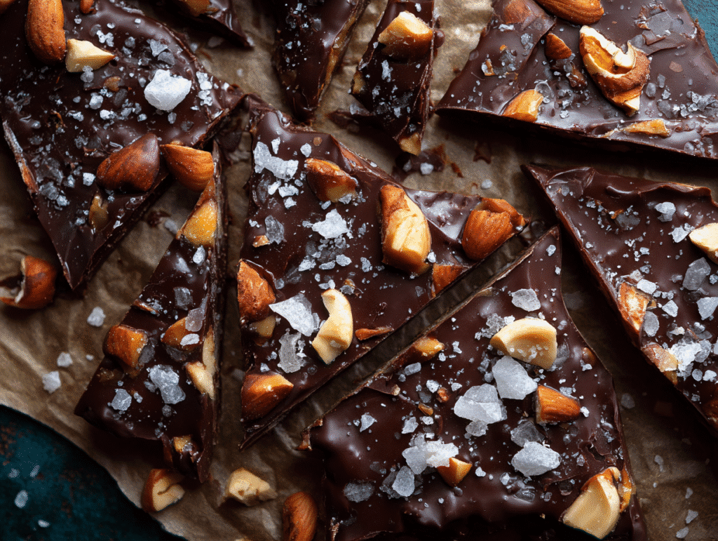 Easy date bark recipe with chocolate and nuts
