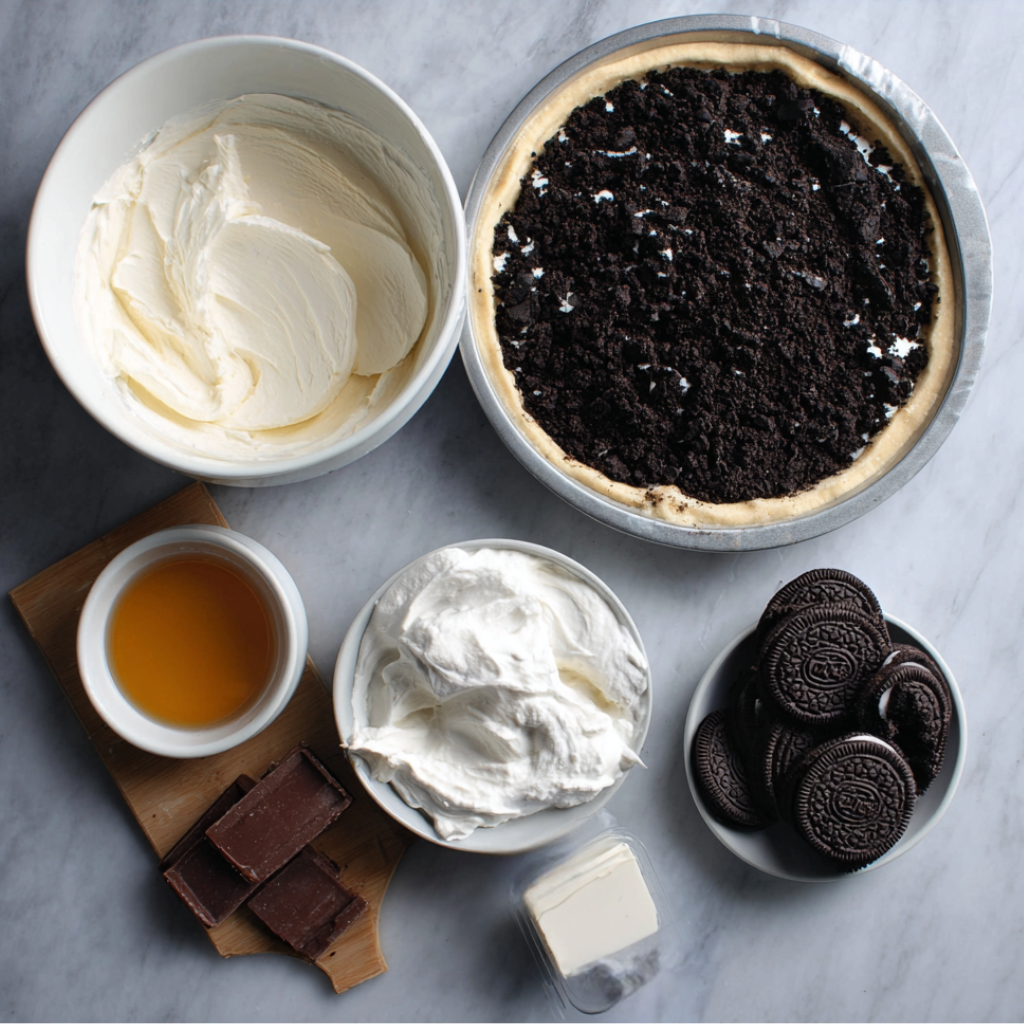 rock bottom pie ingredients displayed on a marble surface
