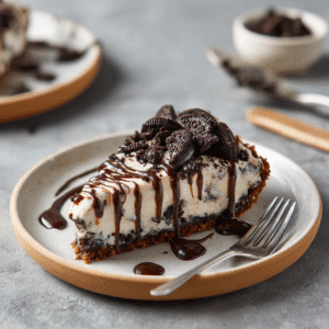slice of rock bottom pie on a dessert plate