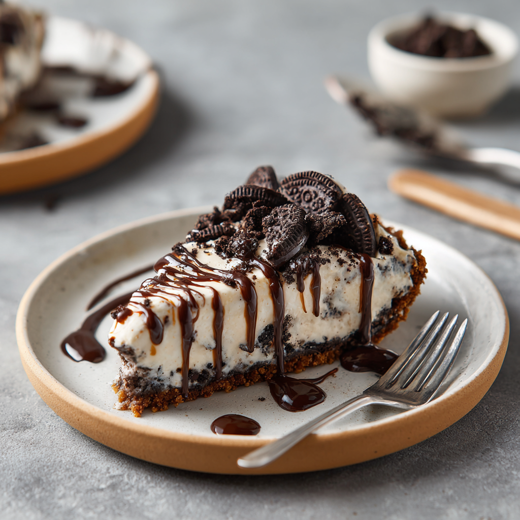 slice of rock bottom pie on a dessert plate