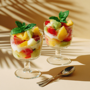 Served fruit fool dessert