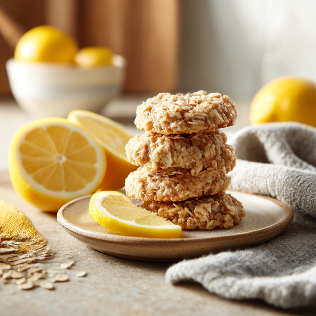 lemon oatmeal cookies served on a plate