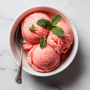 Ingredients for watermelon coconut ice including cubed watermelon, coconut milk, lime, honey, and mint